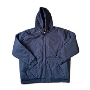 CornerStone Navy Blue Cotton Duck Cloth Hooded Work Jacket Men's 4XLT Tall J763H